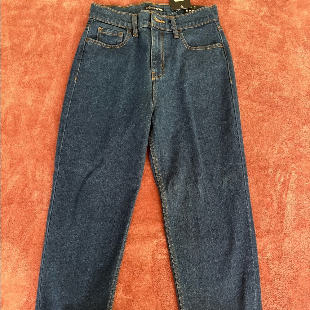 Fashion Nova Dark Blue Denim Jeans / Mom Jeans